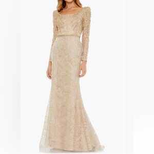 Mac Duggal Sequin Lace Long Sleeve Trumpet Gown